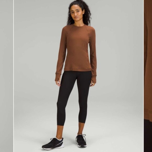 Lululemon Its Rulu Run Long Sleeve ShirtRoasted Brown Size 6 - Picture 2 of 15